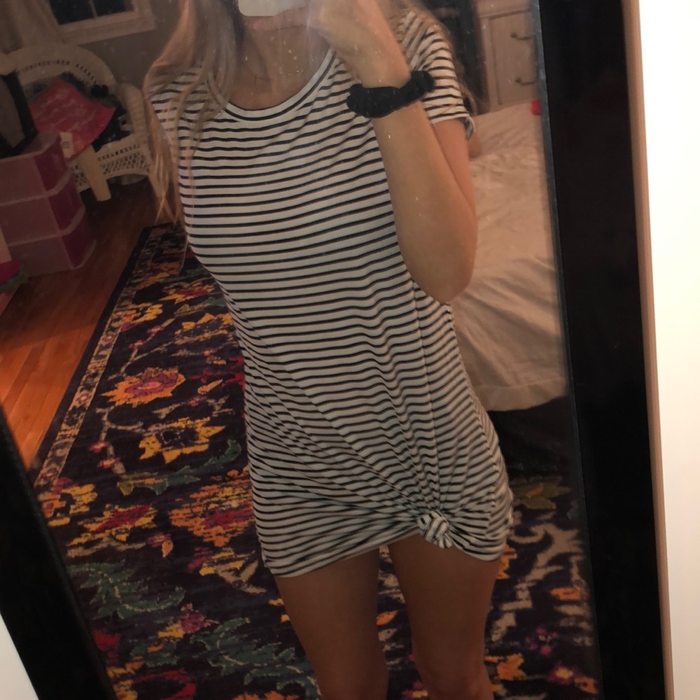 Black and White Striped T-Shirt Dress